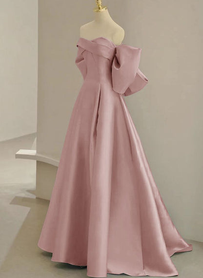 A-Line Sweetheart Neck Satin Burgundy Long Prom Dress, Burgundy Long Formal Dress ED0626