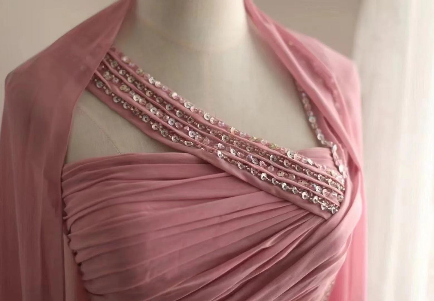 Gorgeous A-Line Pink Long Prom Dresses, Chiffon Asymmetrical Neckline Evening Dresses, Sleeveless Birthday Dresses ED06261