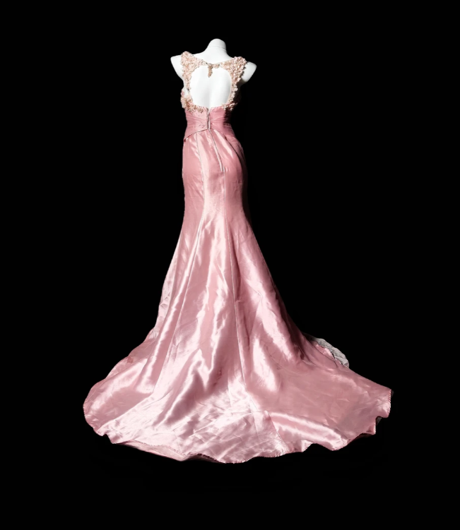 Fairy Memaid Pink Long Prom Dresses, Beaded Satin Straps Evening Dresses, Sleeveless Birthday Dresses ED06273