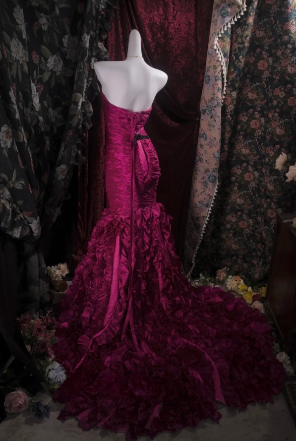 Elegant Mermaid Long Prom Dresses Satin Strapless Evening Dresses  ED06288