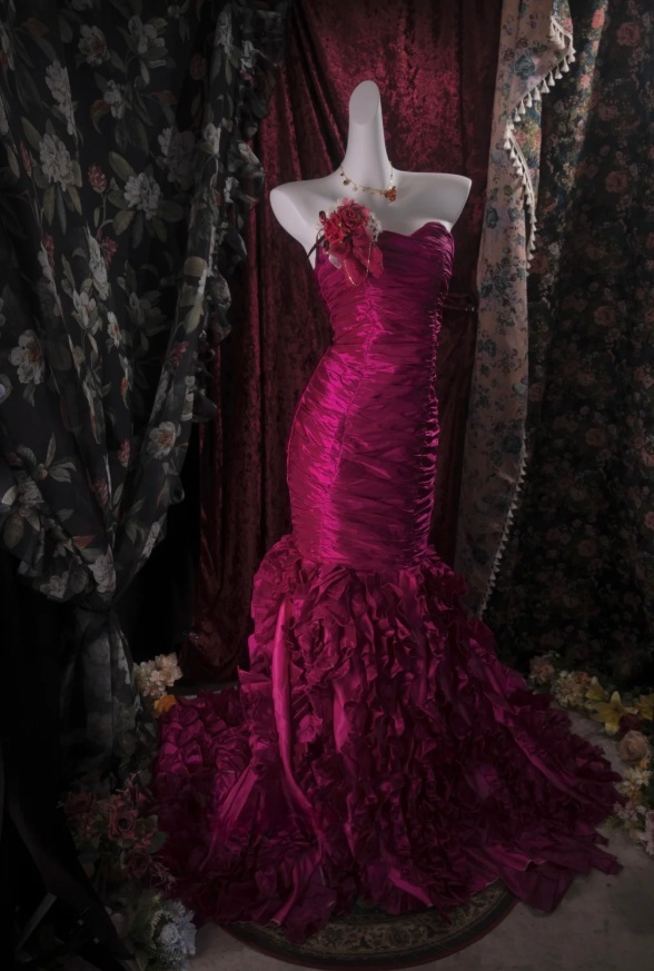 Elegant Mermaid Long Prom Dresses Satin Strapless Evening Dresses  ED06288