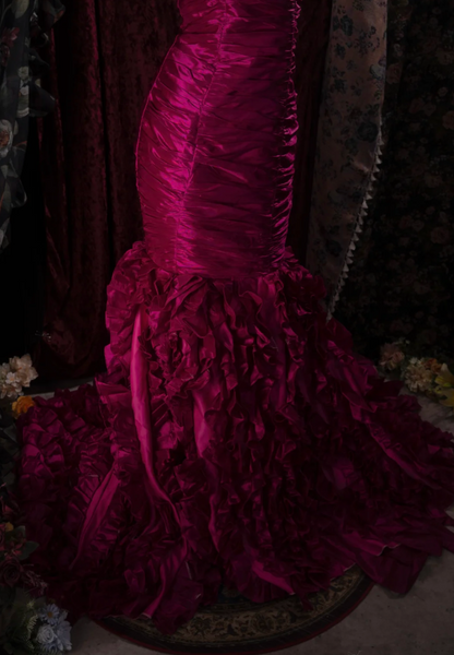 Elegant Mermaid Long Prom Dresses Satin Strapless Evening Dresses  ED06288