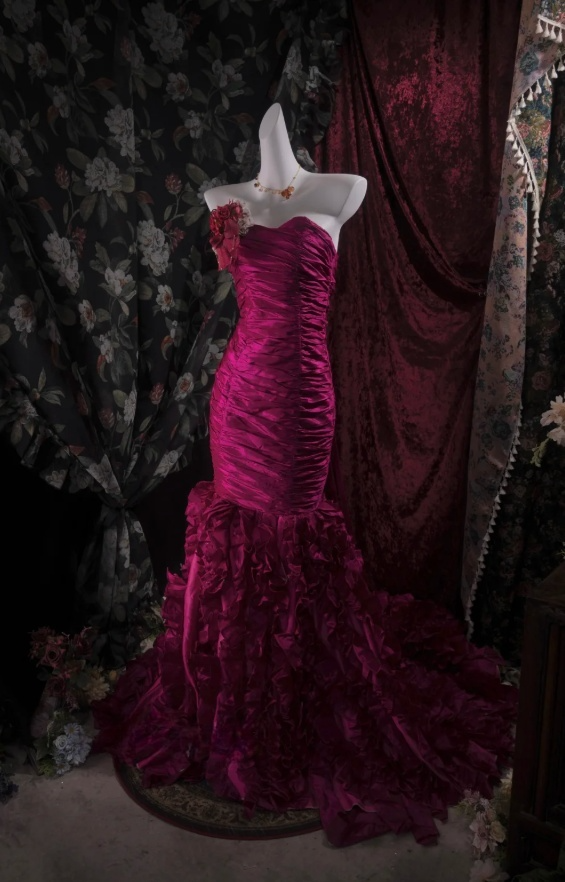 Elegant Mermaid Long Prom Dresses Satin Strapless Evening Dresses  ED06288