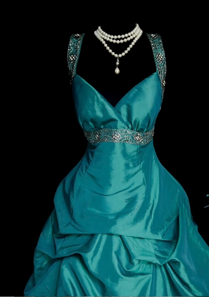 Elegant A-line Long Prom Dresses Satin V-neck Backless Evening Dresses ED06290
