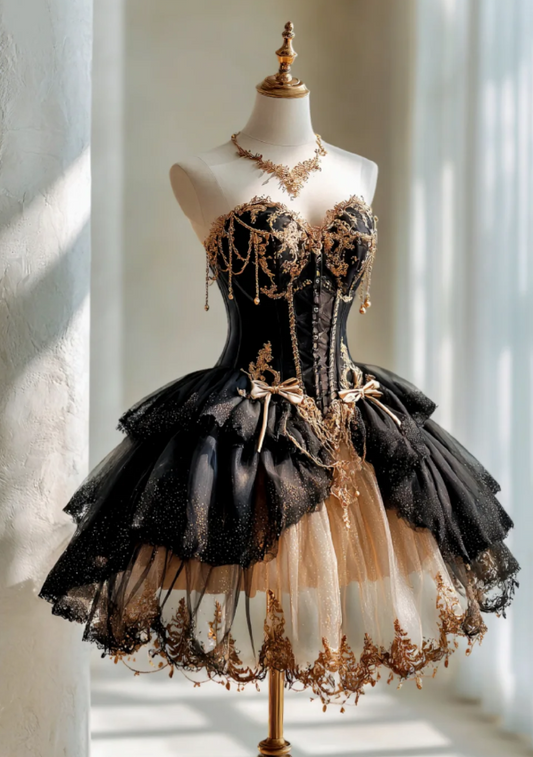 Chic A-line Black Short Prom Dress Beaded Tulle Sweetheart Evening Dress Sleeveless Party Dress ED06303