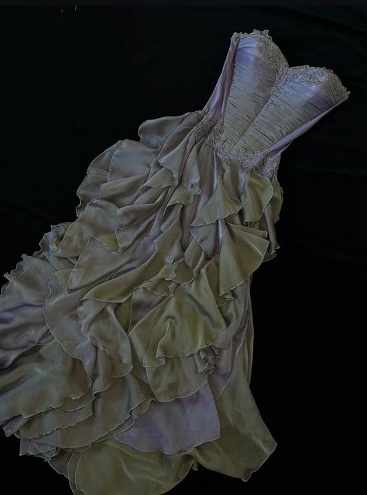 Elegant Sheath Purple Long Prom Dress Chiffon Sweetheart Evening Dress with Slit Sleeveless Party Dress ED06337