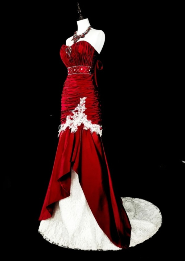 Gorgeous Mermaid Burgundy Long Prom Dress Applique Satin Sweetheart Evening Dress Sleeveless Birthday Dress ED06363