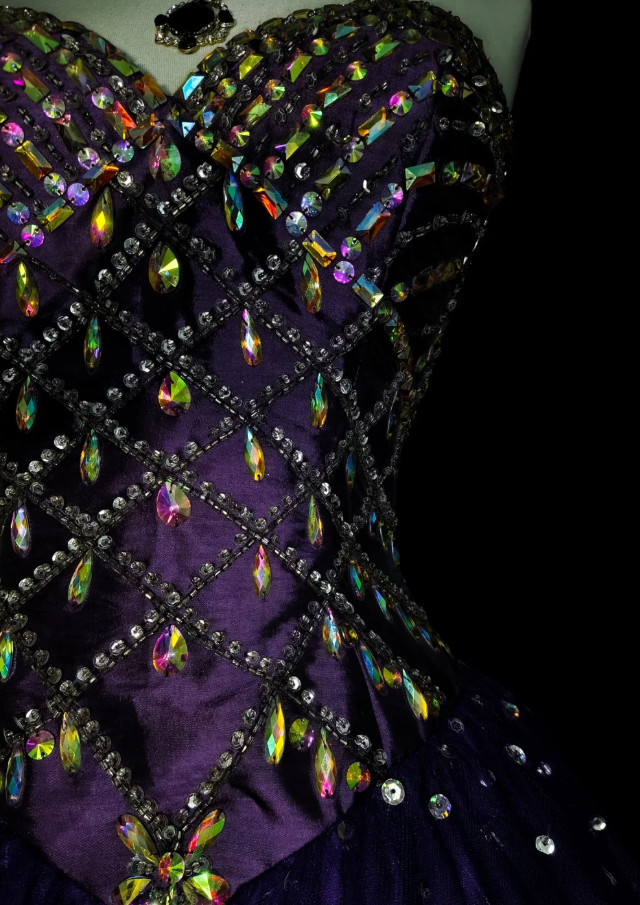 Gorgeous A-Line Purple Long Prom Dress Sequins Satin Sweetheart Evening Dress Tulle Sleeveless Birthday Dress ED06364