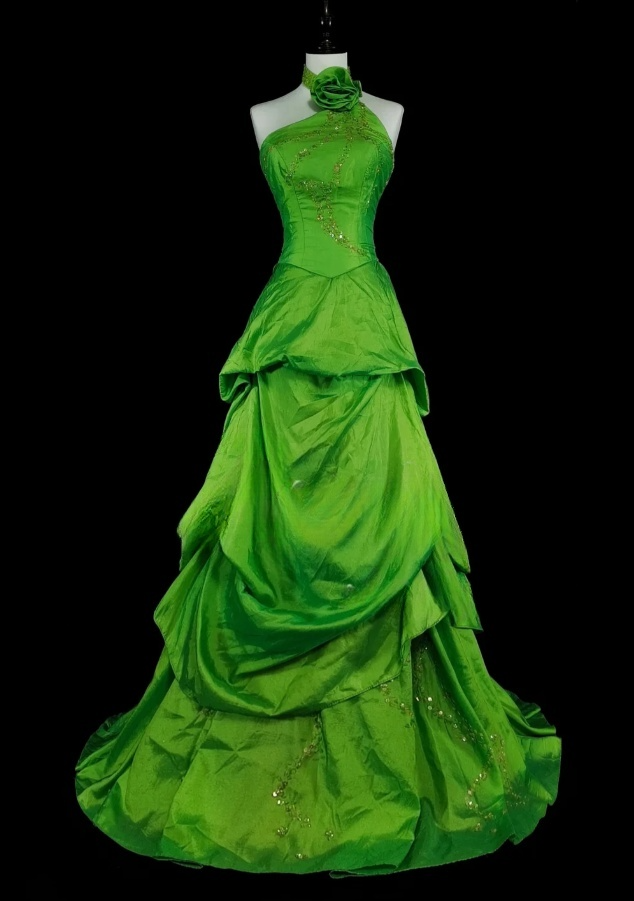 Gorgeous A-line Green Long Prom Dress Sequins Satin Halter Evening Dress ED06370