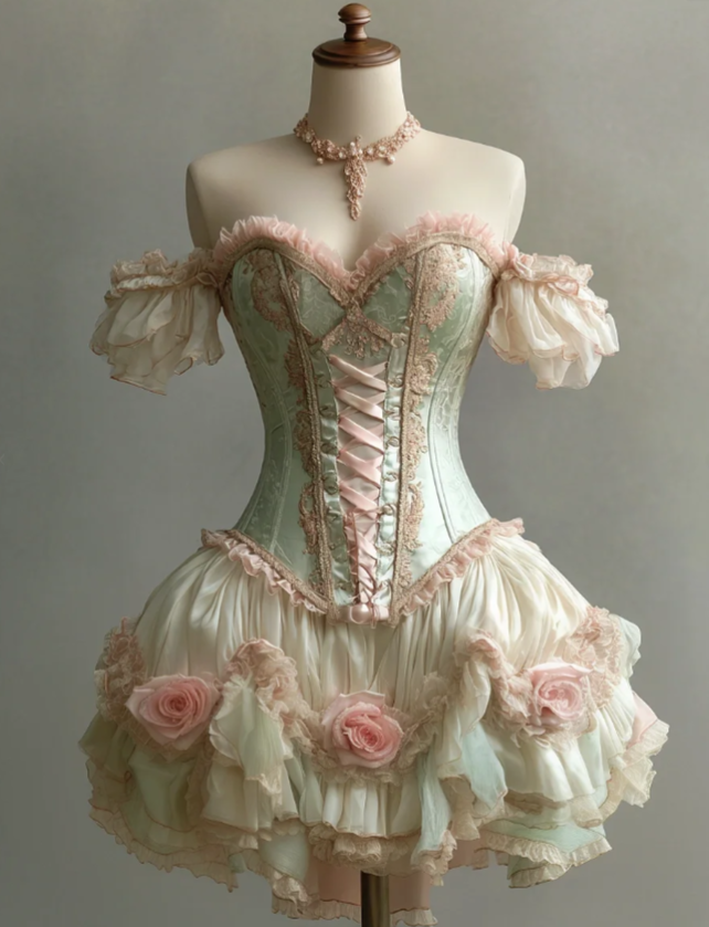 Cute A-Line Green Short Prom Dress Tulle Off-shouder Birthday Dress Lace Applique Party Dress ED06376