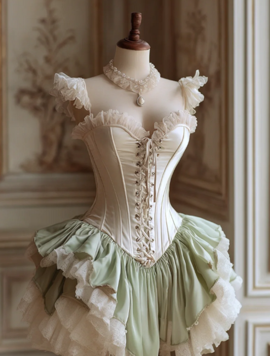 Cute A-Line Green Short Prom Dress Satin Straps Birthday Dress Lace Sleeveless Party Dress ED06377