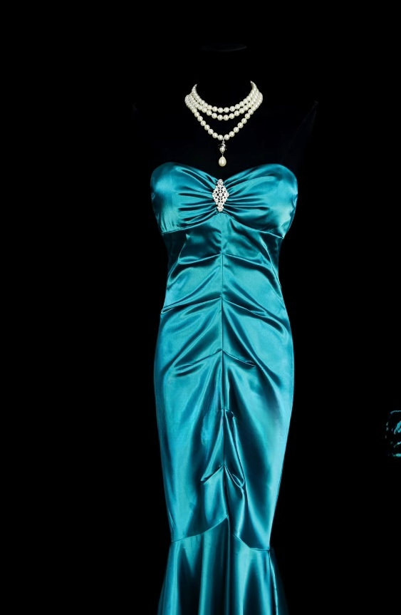 Elegant Mermaid Blue Long Prom Dress Satin Sweetheart Evening Dress Sleeveless Party Dress ED06393