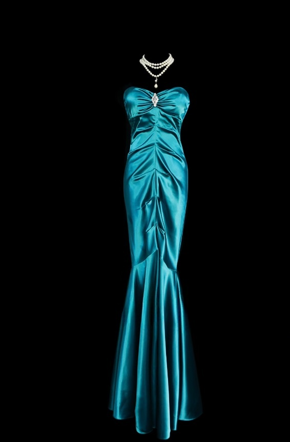 Elegant Mermaid Blue Long Prom Dress Satin Sweetheart Evening Dress Sleeveless Party Dress ED06393