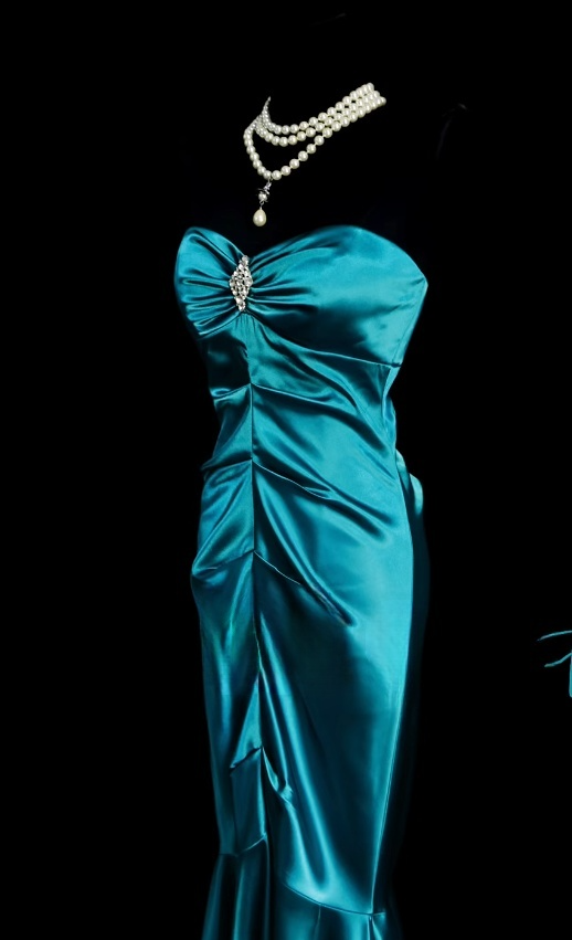 Elegant Mermaid Blue Long Prom Dress Satin Sweetheart Evening Dress Sleeveless Party Dress ED06393