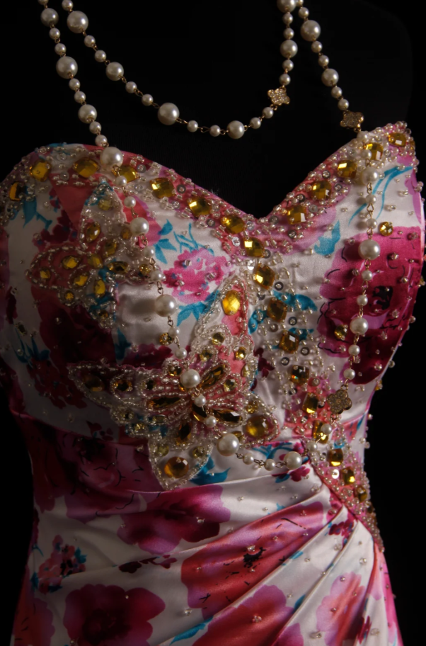 Elegant Sheath Pink Long Prom Dress Satin Beaded Sweetheart Evening Dress Sleeveless Party Dress ED06401