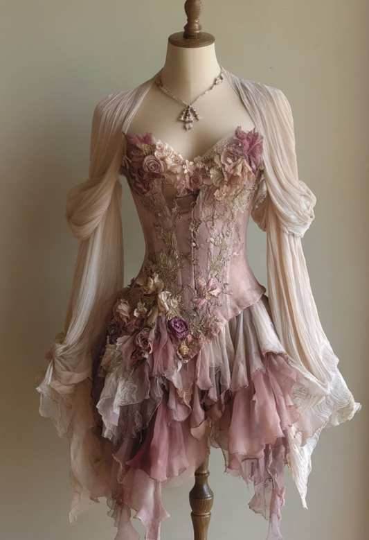 Fairy A-Line Pink Short Prom Dress Two-piece Applique Chiffon Sweetheart Evening Dress Cute Party Dress ED06408