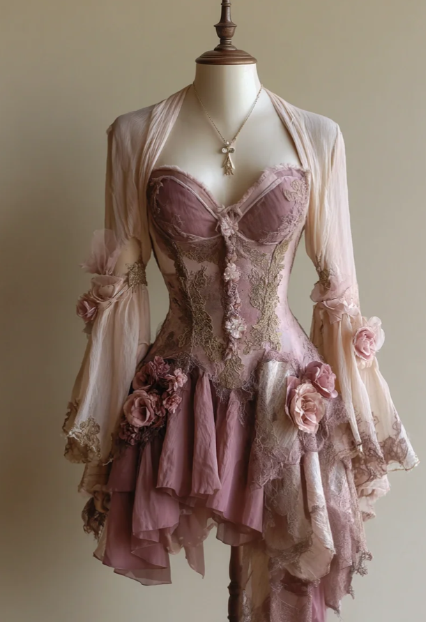 Fairy A-Line Pink Short Long Prom Dress Two-piece Chiffon Sweetheart Evening Dress Appliques Cute Party Dress ED06410