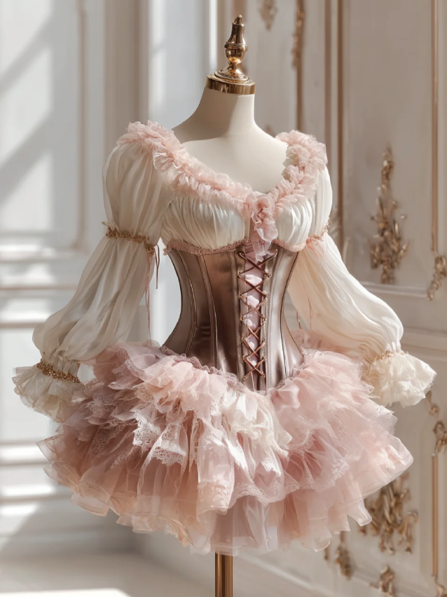 Fairy A-Line Pink Short Long Prom Dress Tulle V-neck Evening Dress Cute Long Sleeveless Birthday Dress ED06414