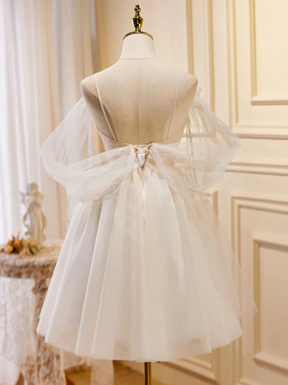 Helles Champagner Tüll Kurzes Ballkleid, Champagner Homecoming Kleider ED0642