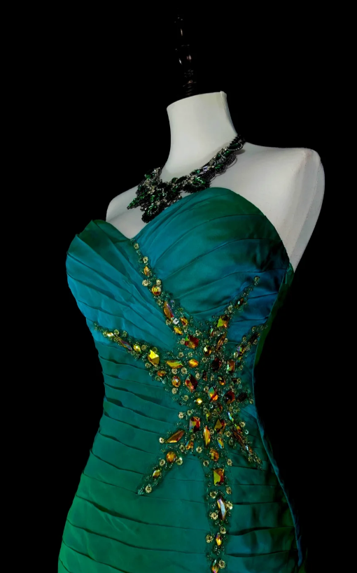 Elegant Mermaid GreenLong Prom Dress Tulle Sweetheart Evening Dress Sleeveless Formal Dress ED06438