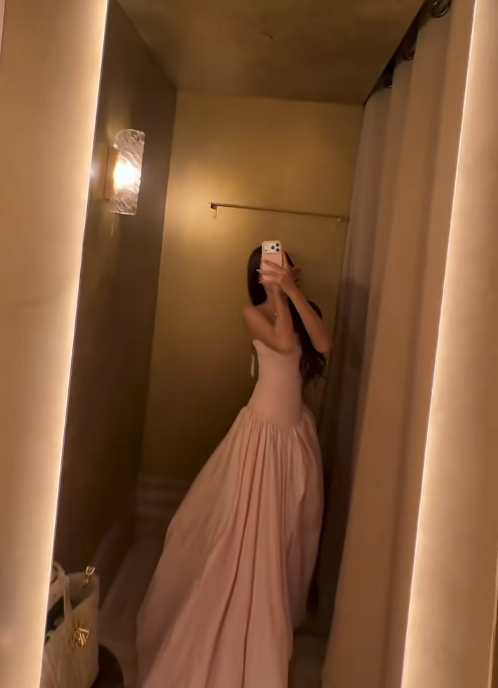 Chic A-line Pink Long Prom Dress Satin Strapless Evening Dress ED06446