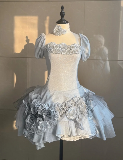 Robes d'anniversaire élégantes bleu dégradé, col en V, paillettes, mousseline, fourreau, robes de bal, robes de soirée ED04456