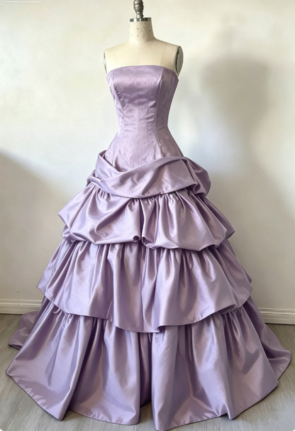 Gorgeous A-Line Burgundy Prom Dress Satin Strapless  Long Evening Dress Sleeveless Birthday Dress ED06451