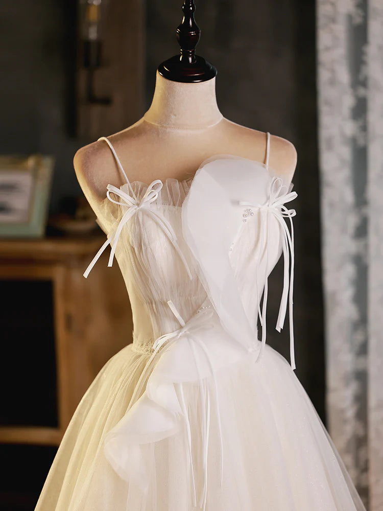 A-Line Beige Tulle Short Prom Dress, Beige Cute Homecoming Dress ED0646