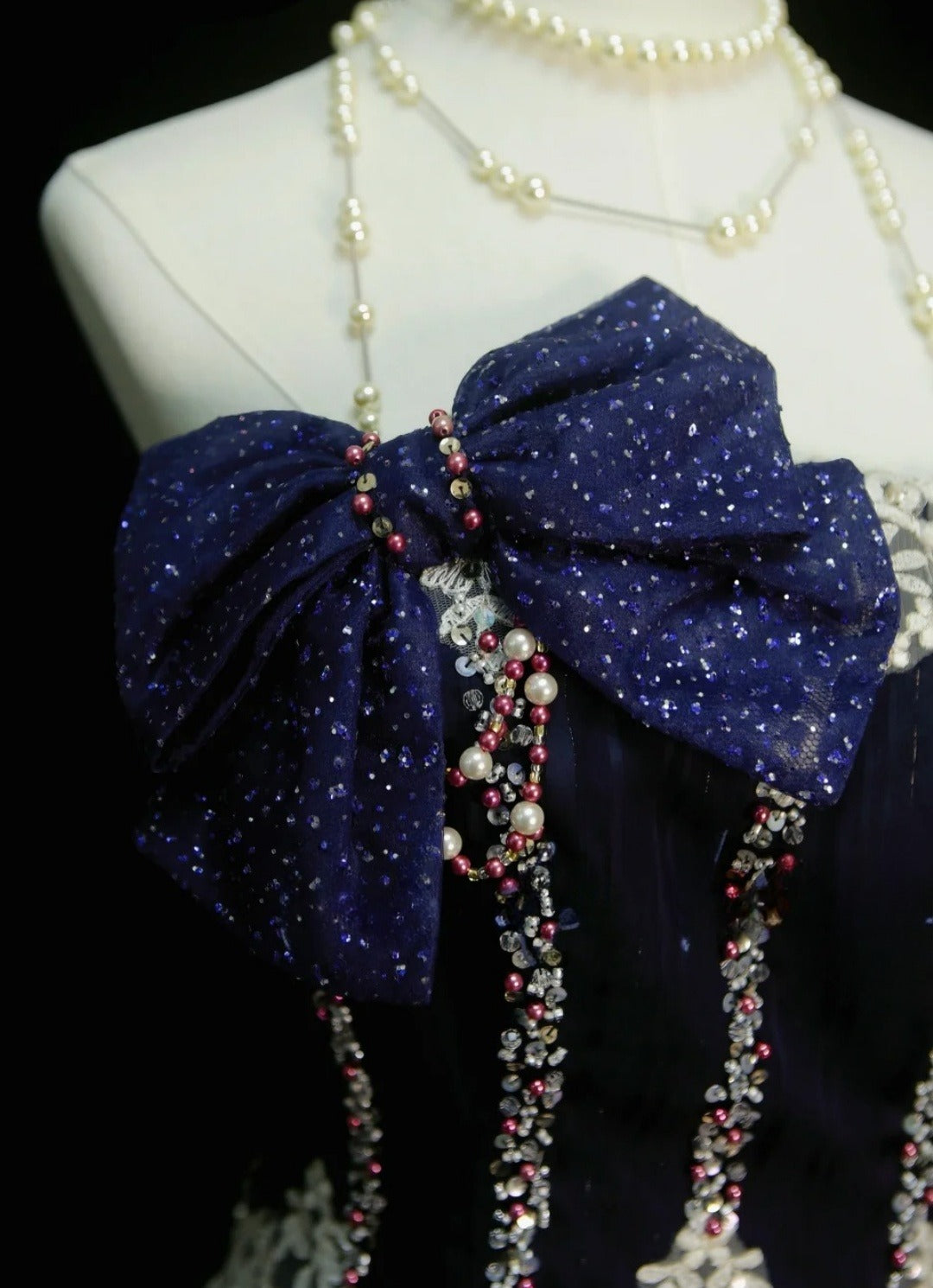 Cute Navy Blue Long Prom Dress Satin Tulle Ball Gown Quinceanera Dress Strapless Sweet 16 Dress ED06494