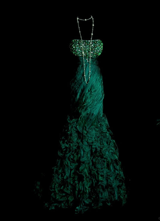 Robes d'anniversaire élégantes bleu dégradé, col en V, paillettes, mousseline, fourreau, robes de bal, robes de soirée ED04456