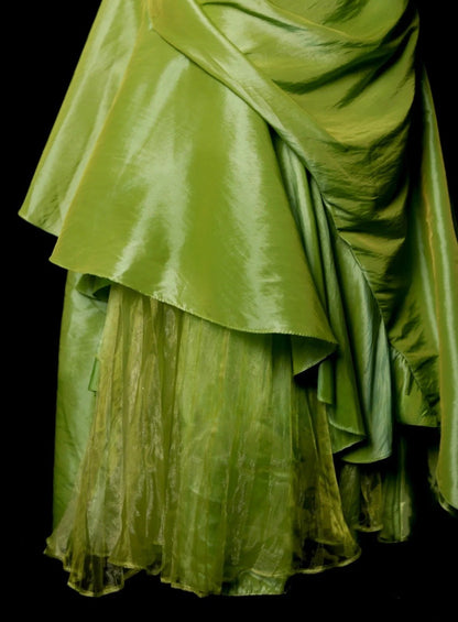 Chic Green Long Prom Dress Satin Birthday Dress A-Line Spaghetti Straps Evening Dress Sleeveless Party Dress ED06504