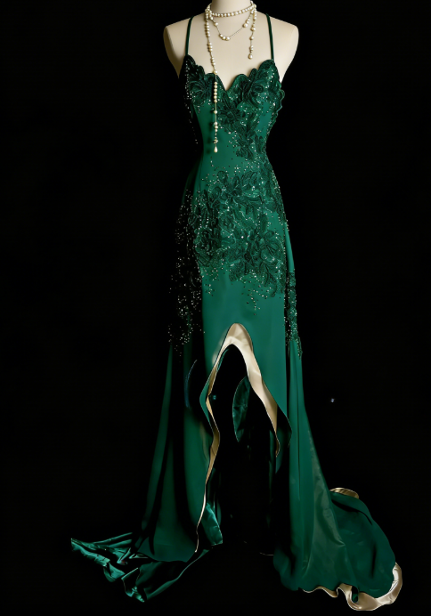 Gorgeous Teal Long Prom Dress Chiffon Applique Sheath Evening Dress Spaghetti Straps Birthday Dress ED06508
