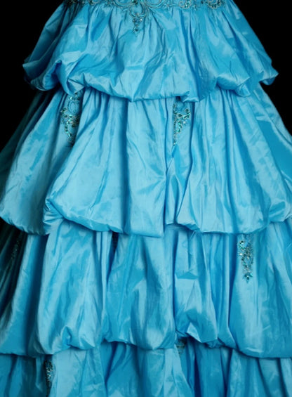 Chic Blue Long Prom Dress Satin A-Line Evening Gowns Halter Sleeveless Birthday Dress ED06523