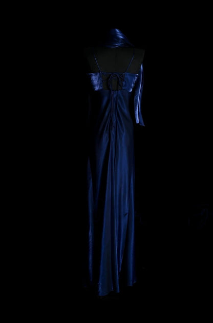 Robes d'anniversaire élégantes bleu dégradé, col en V, paillettes, mousseline, fourreau, robes de bal, robes de soirée ED04456