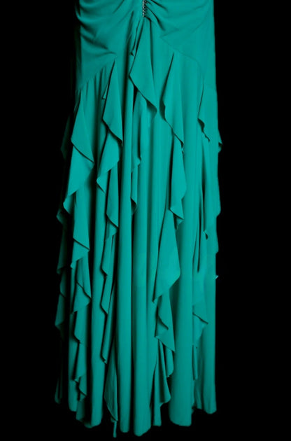 Elegant Turquoise Long Prom Dresses Spaghetti Straps Sheath Evening Dress Chiffon Sleeveless Formal Dress ED06528