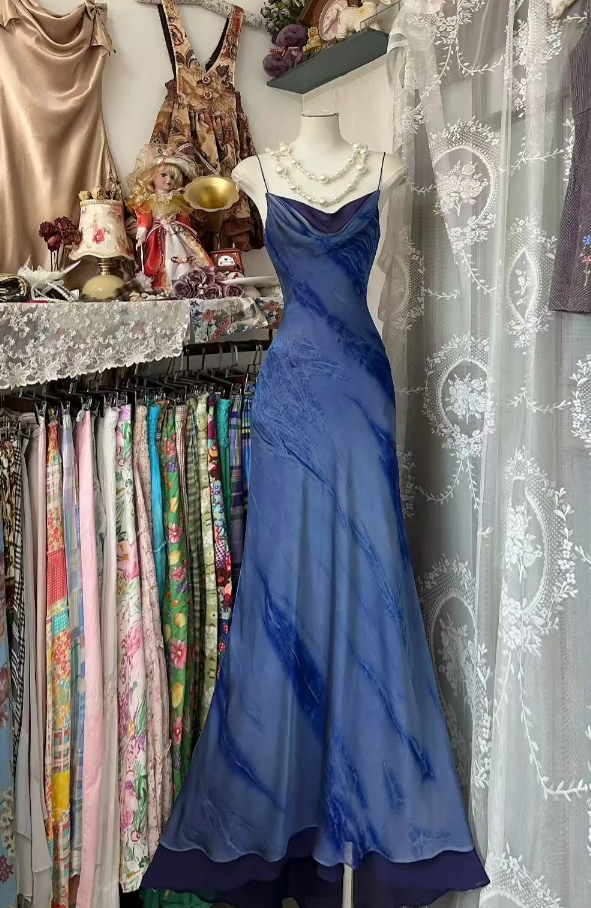 Robes d'anniversaire élégantes bleu dégradé, col en V, paillettes, mousseline, fourreau, robes de bal, robes de soirée ED04456