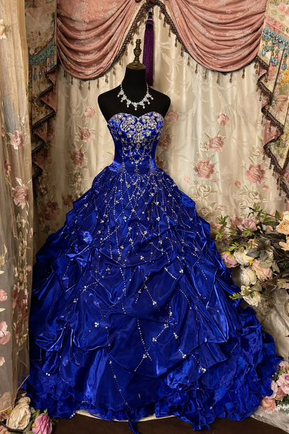 Gorgeous Red Long Prom Dresses Strapless A-Line Evening Dress Beaded Satin Sleeveless Formal Dress ED06536