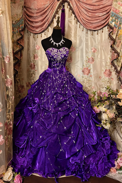 Gorgeous Red Long Prom Dresses Strapless A-Line Evening Dress Beaded Satin Sleeveless Formal Dress ED06536