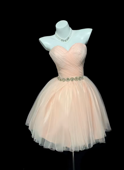 Vintage Blue Short Prom Dresses Sweetheart A-Line Birthday Outfit Tulle Party Dress Sleeveless Homecoming Dress ED06540