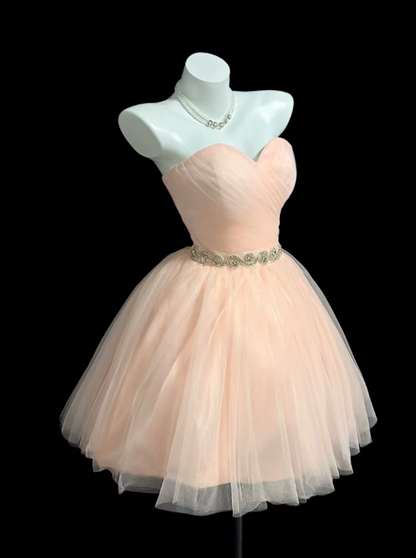 Vintage Blue Short Prom Dresses Sweetheart A-Line Birthday Outfit Tulle Party Dress Sleeveless Homecoming Dress ED06540