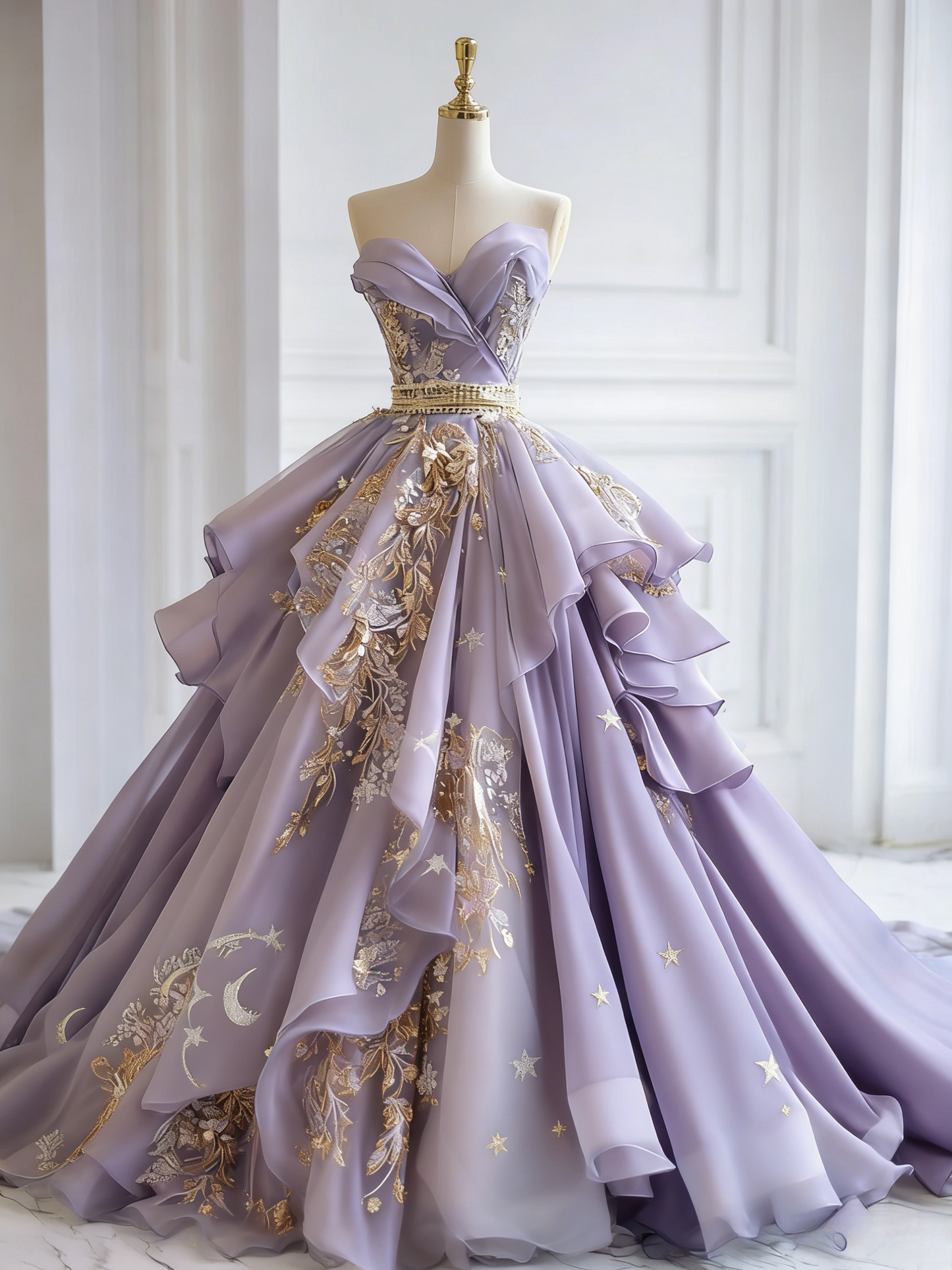 Fairy Lilac Long Prom Dresses Appliques Tulle A-Line Quinceanera Dress Sweetheart Sleeveless Birthday Dress ED06556