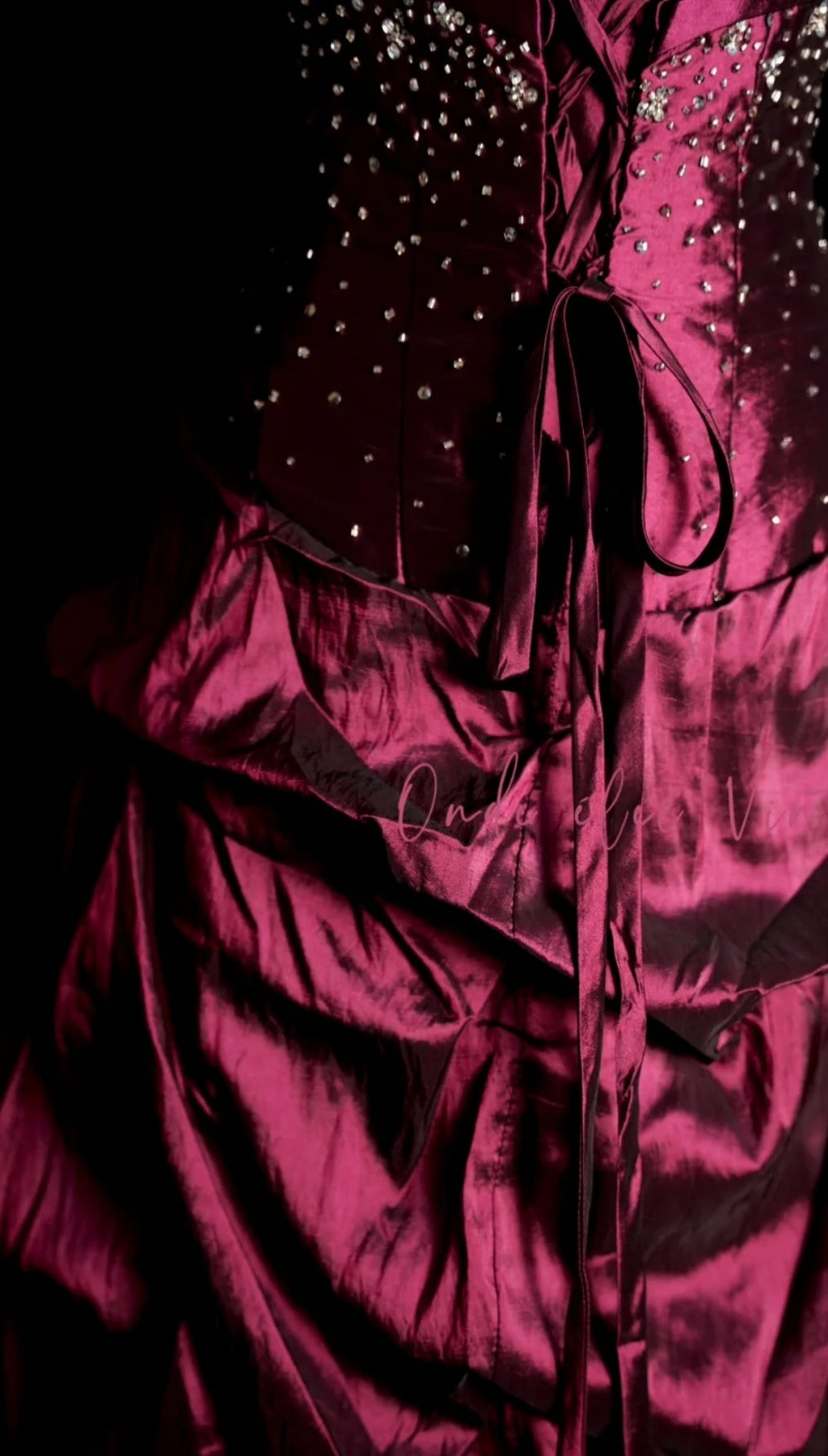 Elegant Burgundy Long Prom Dresses Beaded Satin A-Line Evening Dress Strapless Sweet 16 Dress ED06560