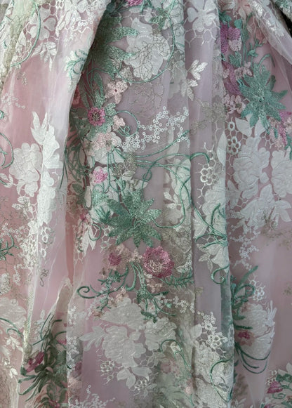 Chic Pink Long Prom Dress Sweetheart A-Line Evening Dress Embroidered Tulle Sleeveless Birthday Dress ED06584