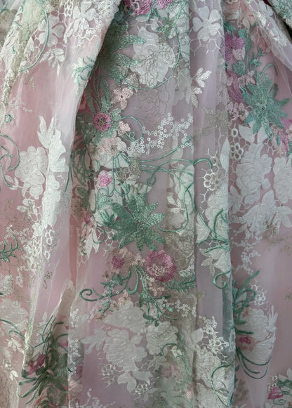 Chic Pink Long Prom Dress Sweetheart A-Line Evening Dress Embroidered Tulle Sleeveless Birthday Dress ED06584