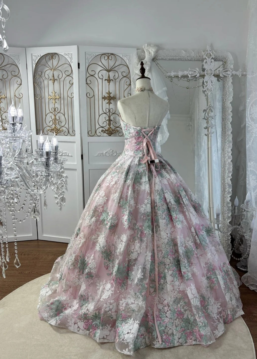 Chic Pink Long Prom Dress Sweetheart A-Line Evening Dress Embroidered Tulle Sleeveless Birthday Dress ED06584