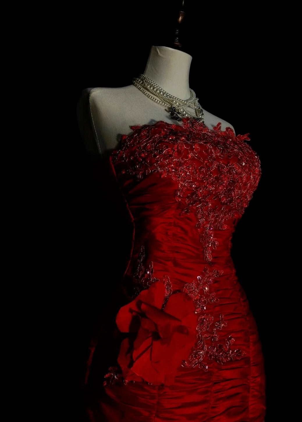 Vintage Burgundy Long Prom Dress Satin Strapless Sheath Evening Dress Sleeveless Birthday Dress ED06590