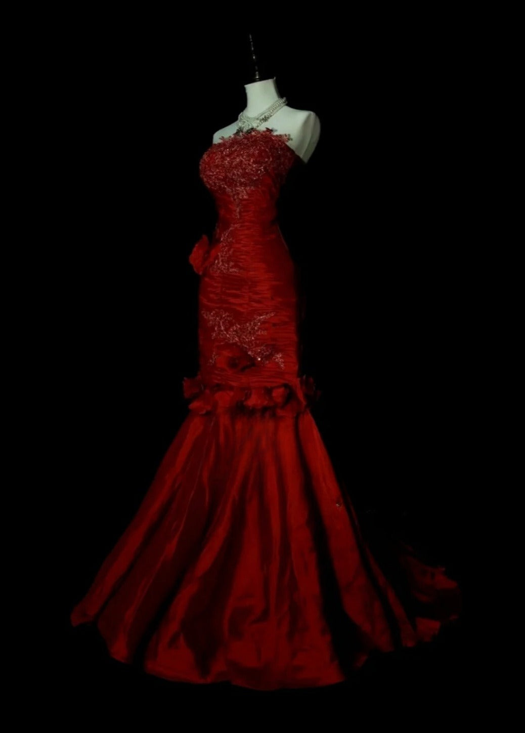 Vintage Burgundy Long Prom Dress Satin Strapless Sheath Evening Dress Sleeveless Birthday Dress ED06590