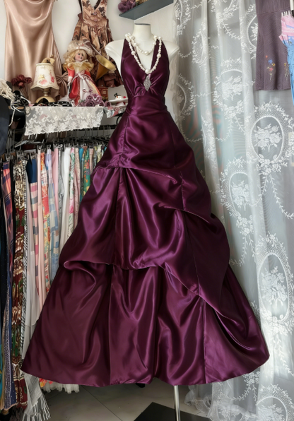 Gorgeous Light Champagne Long Prom Dress Satin Halter A-Line Evening Dress Sleeveless Birthday Dress ED06612