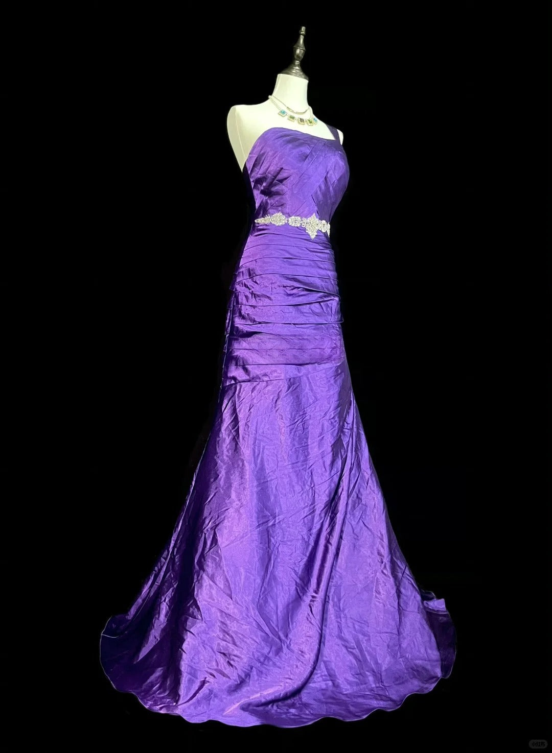 Gorgeous Purple Long Prom Dress Satin One-shoulder Sheath Evening Dress Sleeveless Birthday Dress ED06613