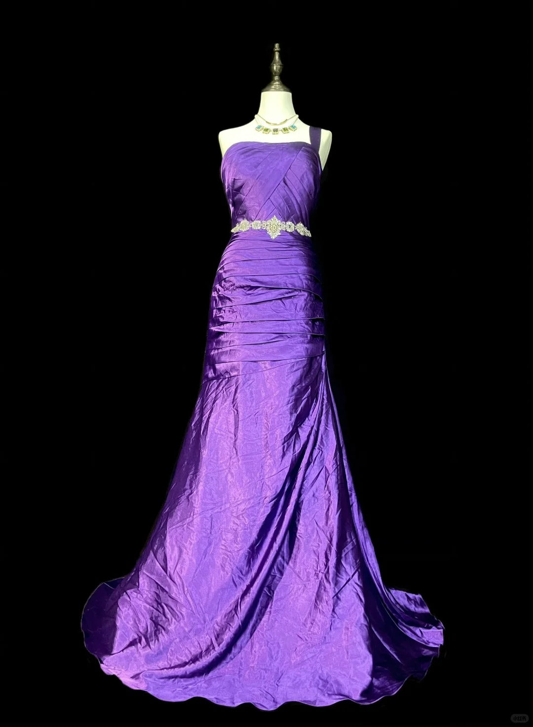 Gorgeous Purple Long Prom Dress Satin One-shoulder Sheath Evening Dress Sleeveless Birthday Dress ED06613